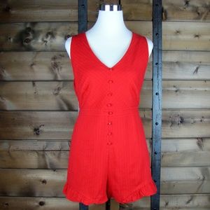 C. Luce Sleeveless Red Ruffle Romper NWT - Large